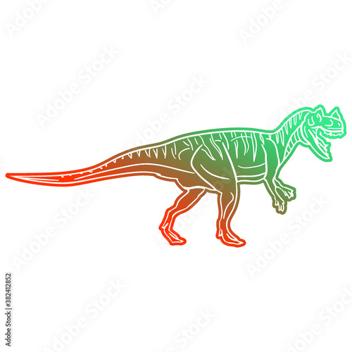 Ceratosaurus Dinosaur Vector illustration  Silhouette Design doodle style. Prehistoric Animal Graphic.