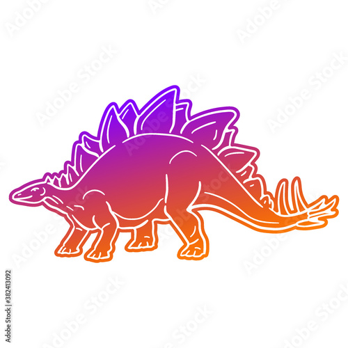 Stegosaurus Dinosaur Vector illustration, Silhouette Design doodle style. Prehistoric Animal Graphic.