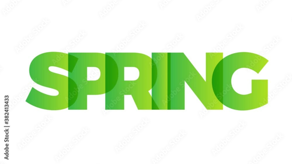 The word Spring. Animated banner with the text colored in green. The word Spring. Animated banner with the text colored in green.
