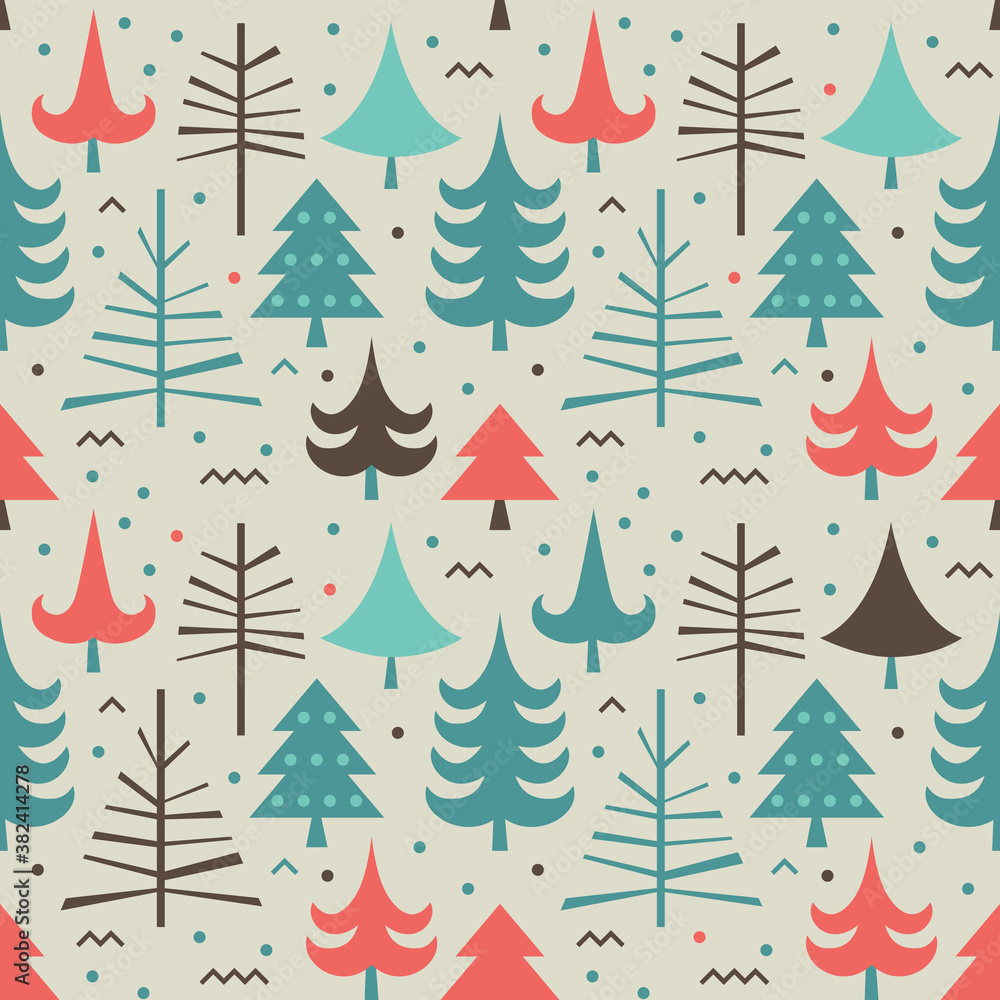 Seamless Christmas pattern with fir trees on a white background. Seamless Christmas pattern with fir trees on a white background.