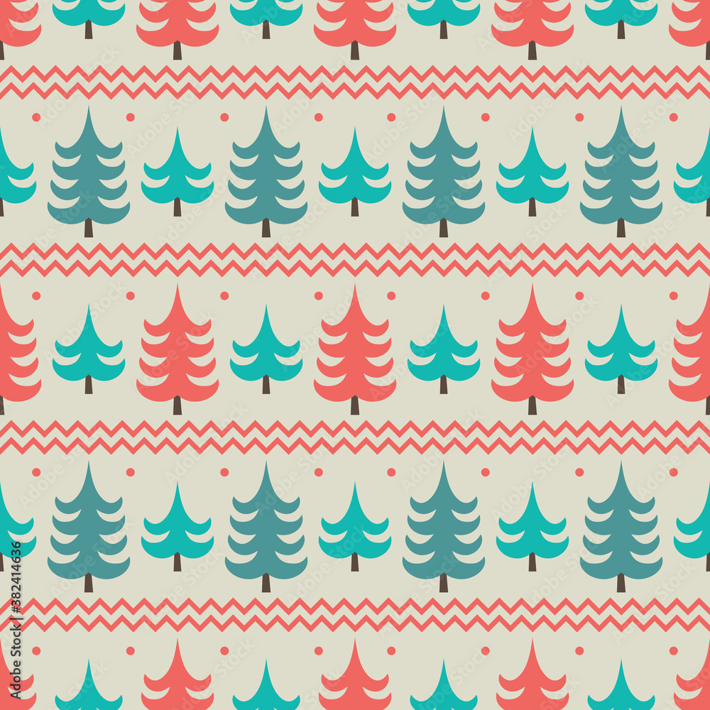 Seamless Christmas pattern with fir trees on a white background. Seamless Christmas pattern with fir trees on a white background.