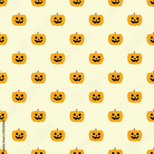 Happy pumpkins simple repeat pattern background for Halloween.