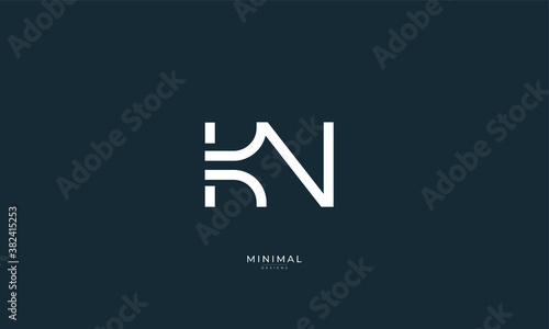 Alphabet letter icon logo KN 