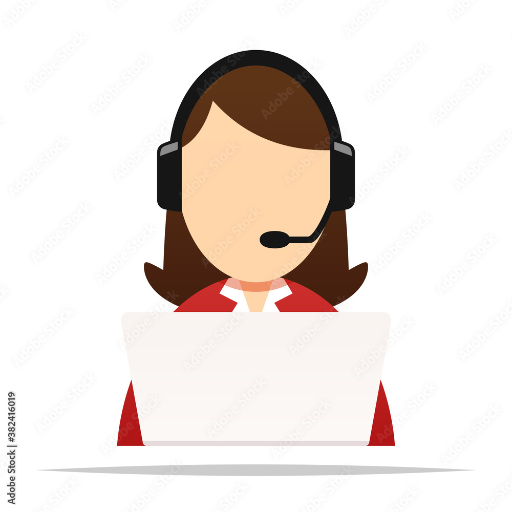 Customer service woman vector isolated illustration