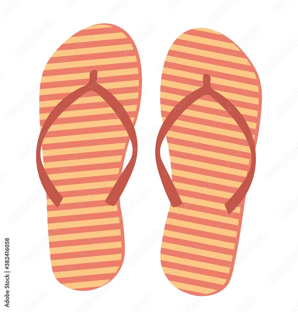 striped flip flops isolated on white background. striped flip flops isolated on white background.
