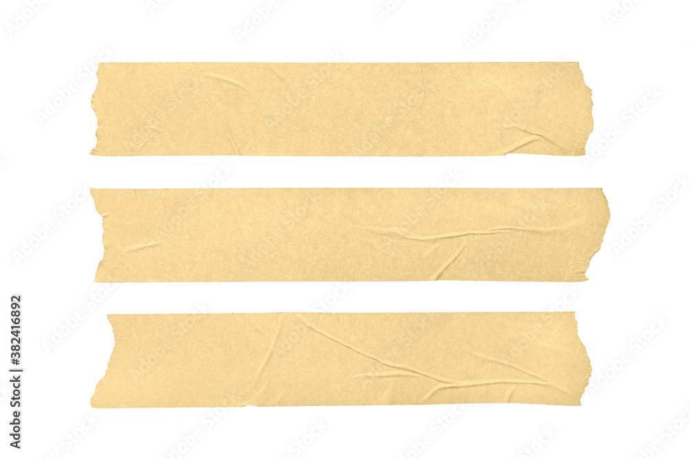 Set of three blank masking tape isolated on white background