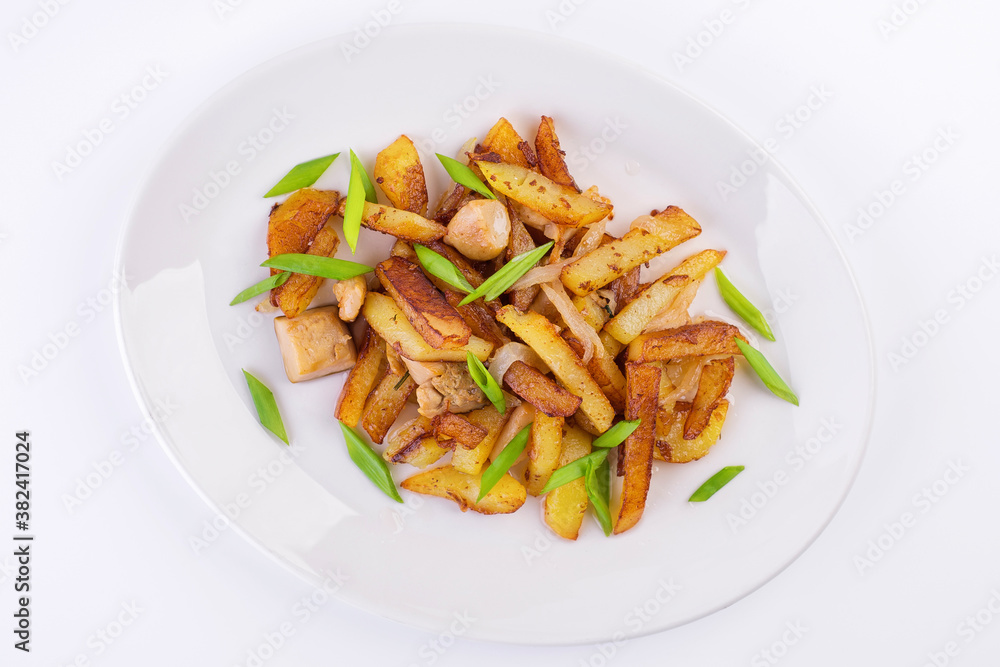 Fried potatoes with green onions Fried potatoes with green onions