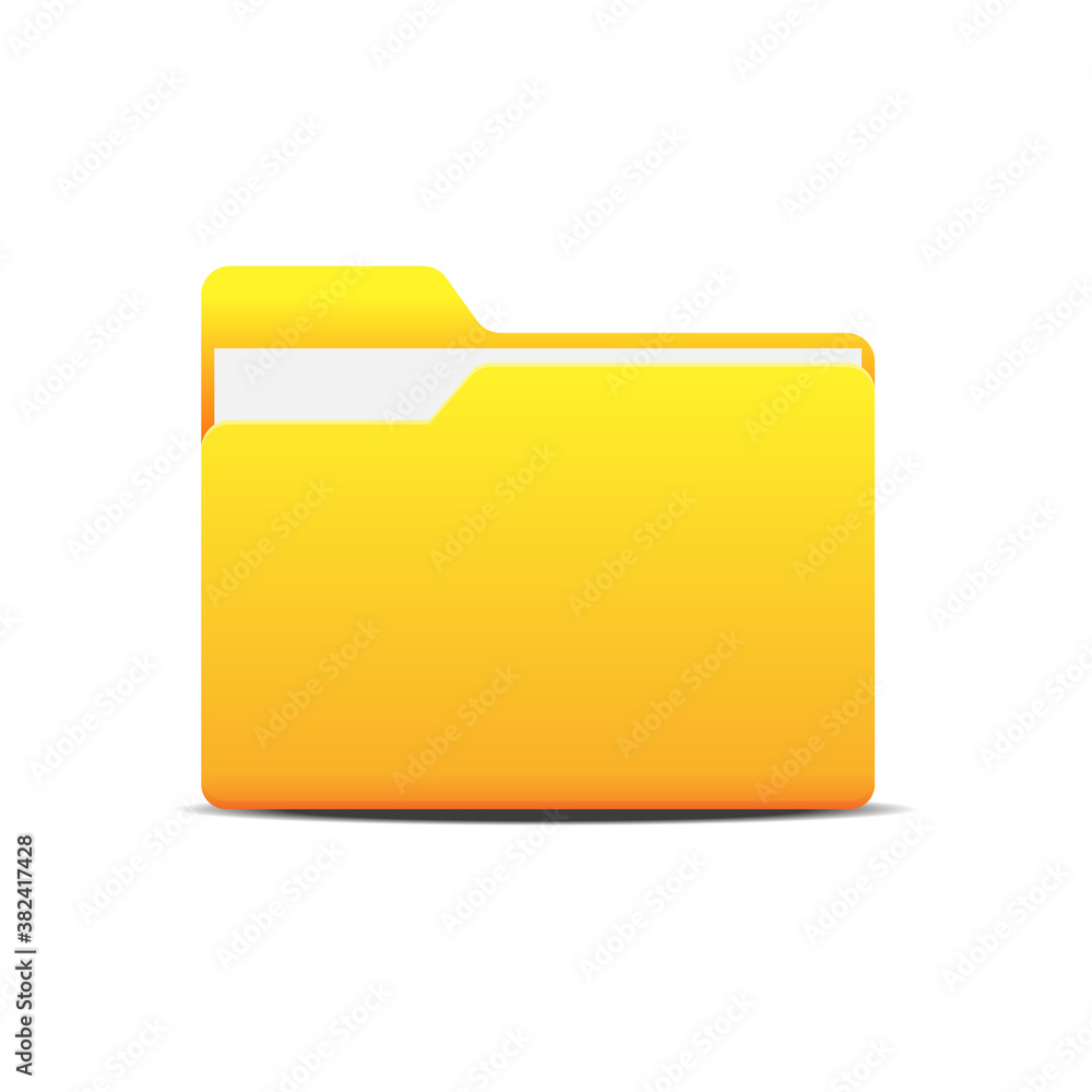 Yellow folder icon isolated on white background vector illustration.