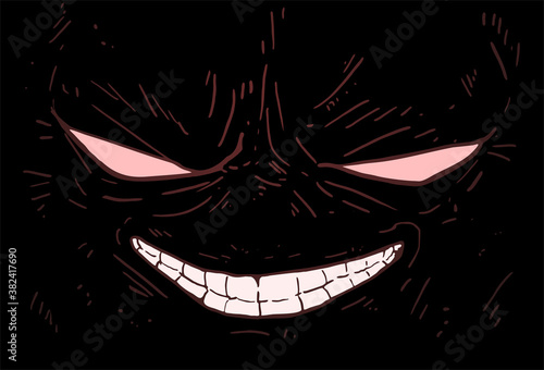 Design of grinning evil face