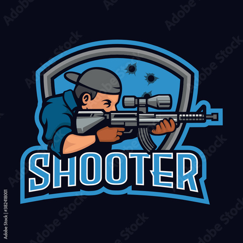 Shooter e-sport mascot logo design emblem