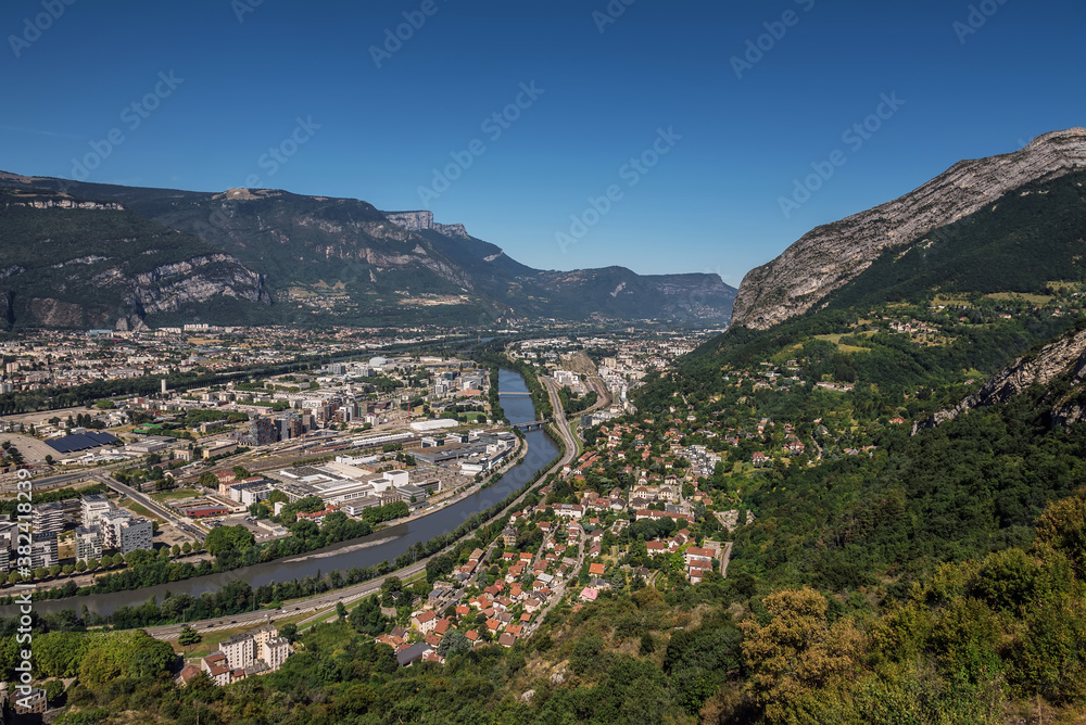 Grenoble Panorama from Hilltop of Bastille Fortification