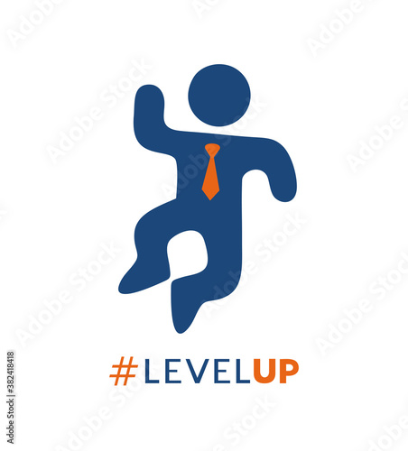 Design of jump man icon and level up message