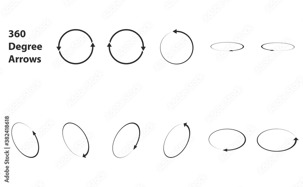 Arrows of 360 degree view in different directions Arrows of 360 degree view in different directions