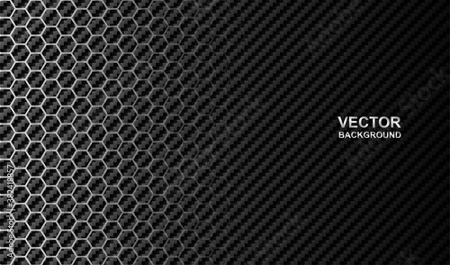 Abstract. Stainless steel and black carbon fiber background. light and shadow. Vector.
