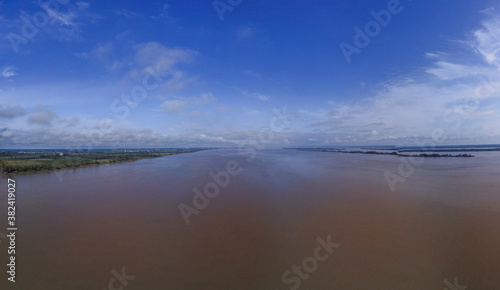 Aerial view of the Gironde estuary towards the ocean