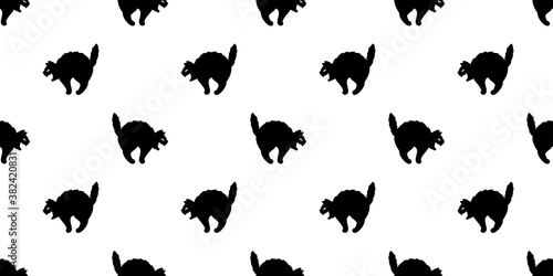 cat seamless pattern Halloween kitten vector black calico scarf isolated repeat wallpaper tile background cartoon character doodle illustration design