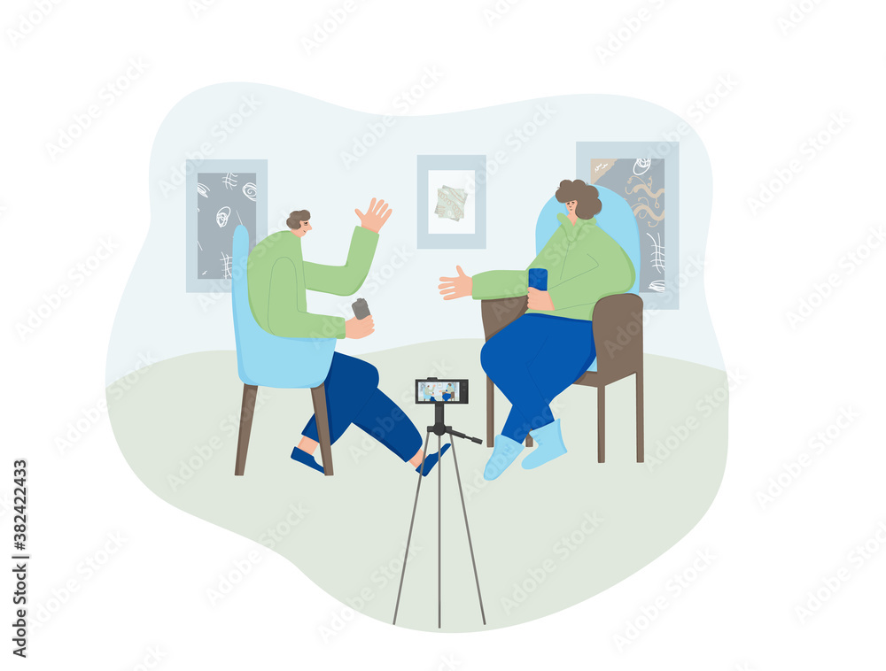 People sitting in the chair. Vector person.