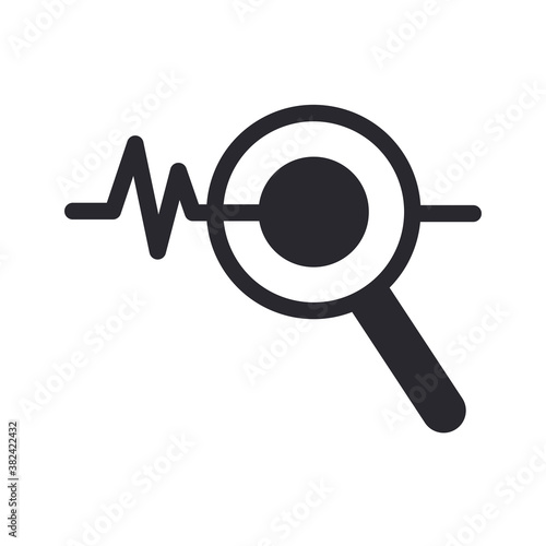 line chart on lupe line style icon vector design