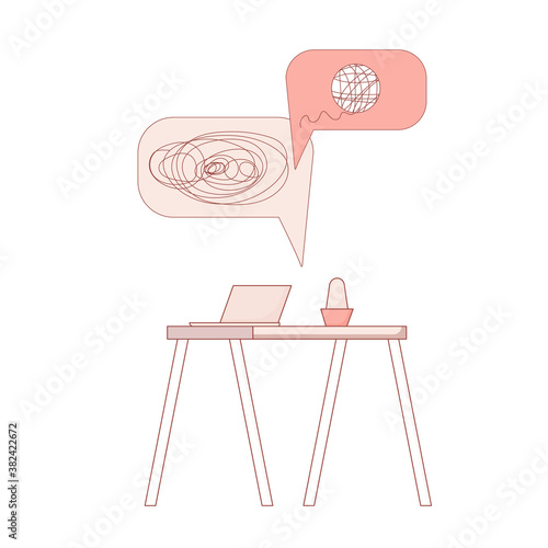 Online stress therapy scene. Color vector flat.