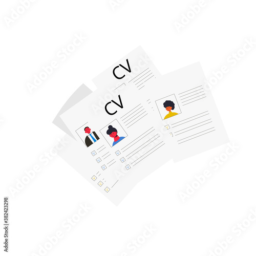 Job search concept. CV set. Vector flat illustration.