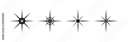 Black north sign vector set. Map and compass direction.