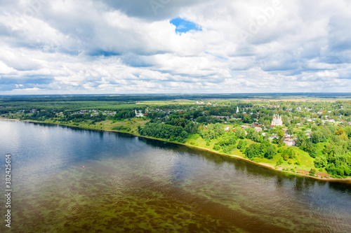 Top view of the Romanovskaya side of the city of Tutaev on a summer day © Konstantin