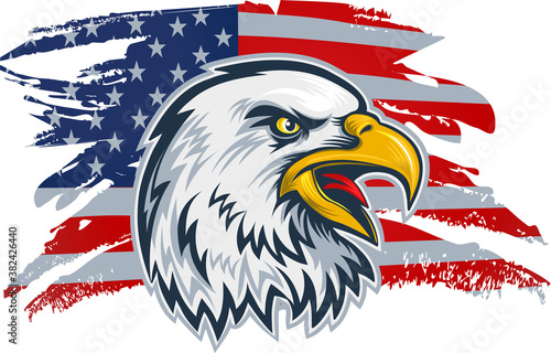 American Redoubtable  Eagle with USA flags