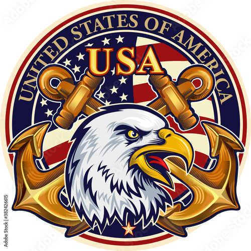 American Redoubtable  Eagle with USA flags
