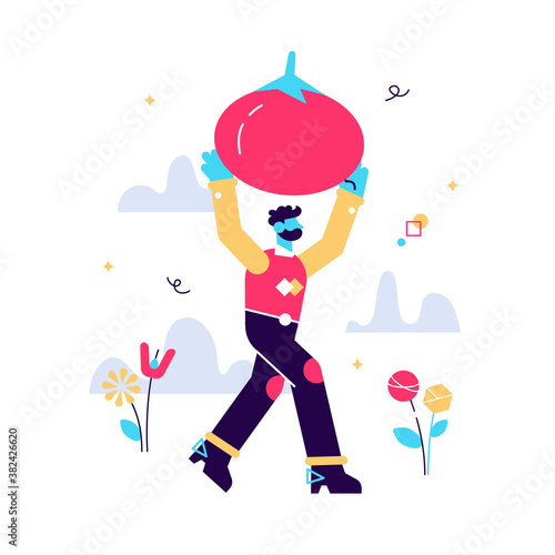 Cartoon vector illustration of man run
