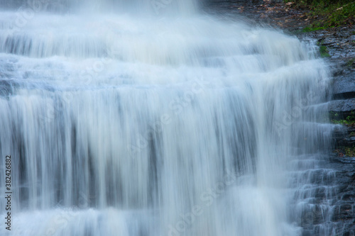 Closeup of rushing waterfall in the Great Smoky Mountains of North Carolina.
