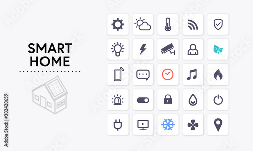 Future technology smart home icon set vector and illustration