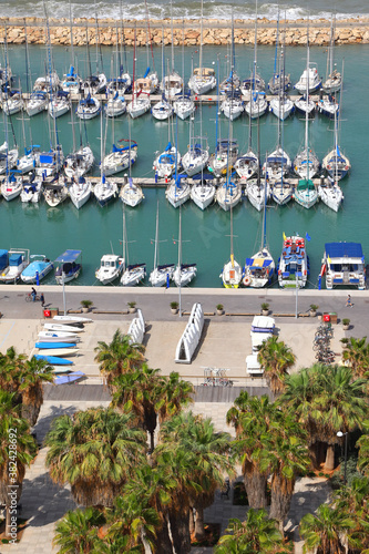Yachts and boats in marina of Tel-Aviv (Israel) 