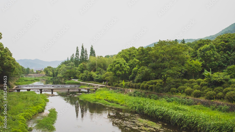 River and landscape in Lanting (Orchid Pavilion) scenic area, Shaoxing, China