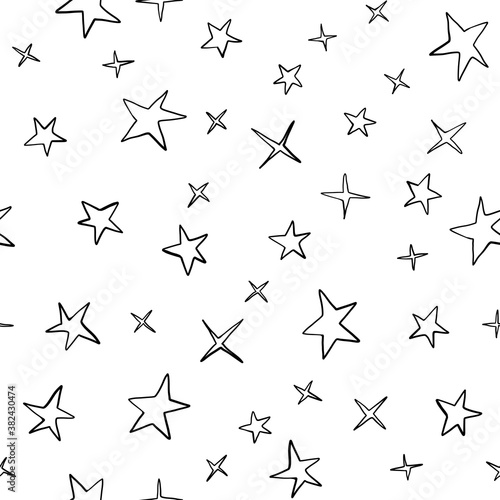 Stars hand-drawn doodle vector seamless pattern design for fabric  wrapping  textile  wallpaper  background.