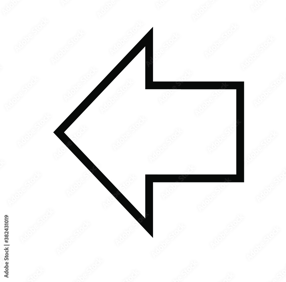 Black large left or backwards pointing arrow icon sketched as vector symbol Black large left or backwards pointing arrow icon sketched as vector symbol