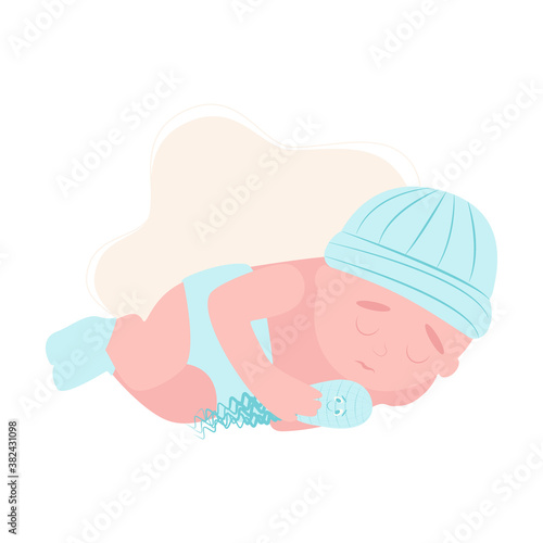 World prematurity day. 17 November.  Little Newborn Baby Inside Neonatal Clinic Treatment and Care Concept. Flat vector illustration