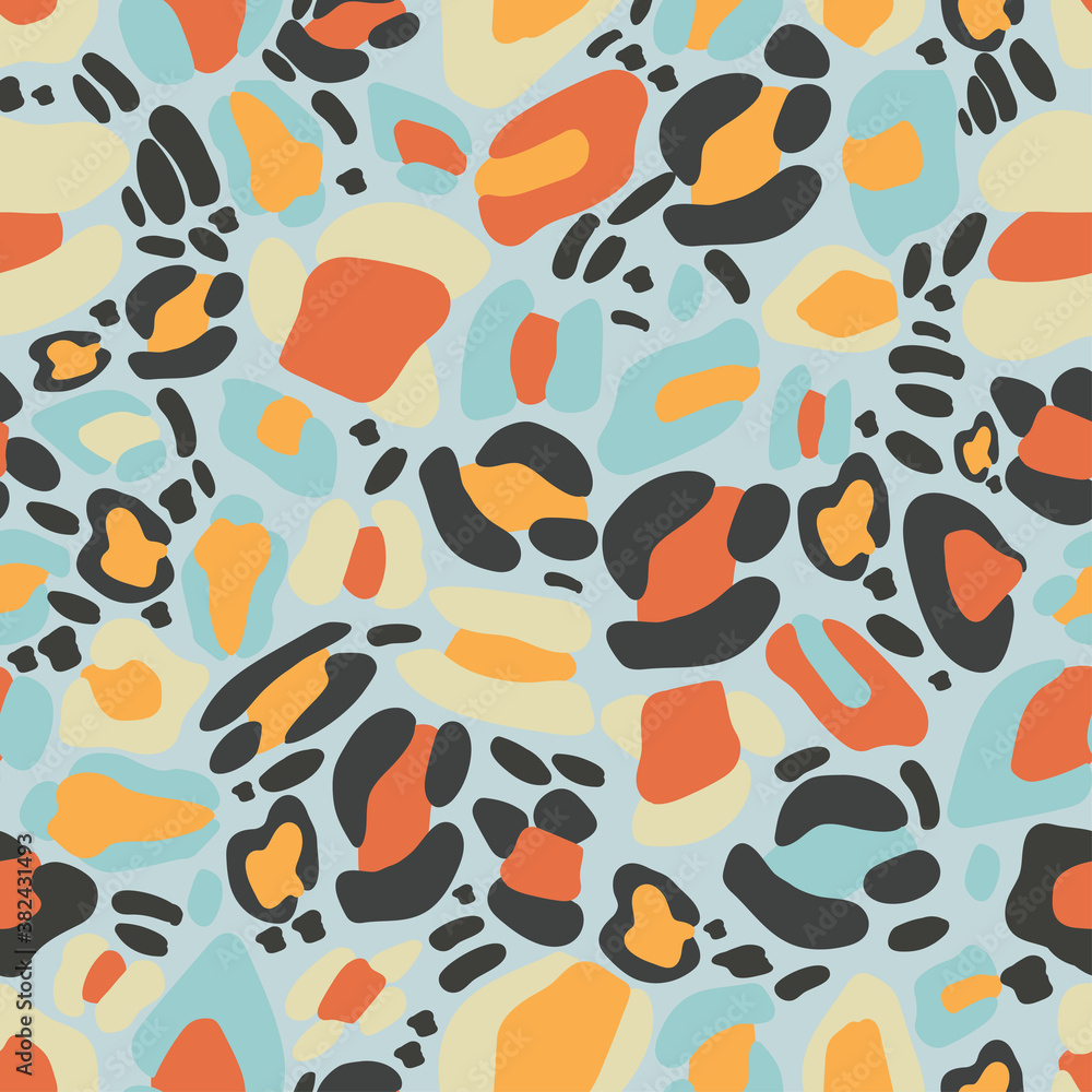 Fototapeta premium Vector Seamless pattern of abstact leopard skin in pastel colour Autumn, Wild Animals pattern for textile or wall paper