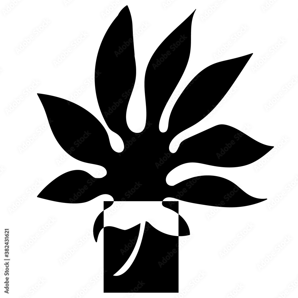 Tropical paim leaf geometrical silhouette isolated on white background. Palm leaf black sihouette vector illustration. Monochrome geometric illustration. Tropical paim leaf geometrical silhouette isolated on white background. Palm leaf black sihouette vector illustration. Monochrome geometric illustration.