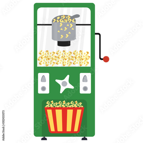 
A popcorn machine for automated dispensing of pop coins
