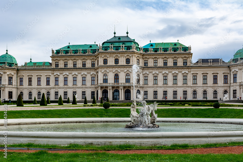 Beautiful view of the famous Palace Belvedere summer residence for Prince Eugene of Savoy, in Vienna the former capital of the Habsburg Empire.