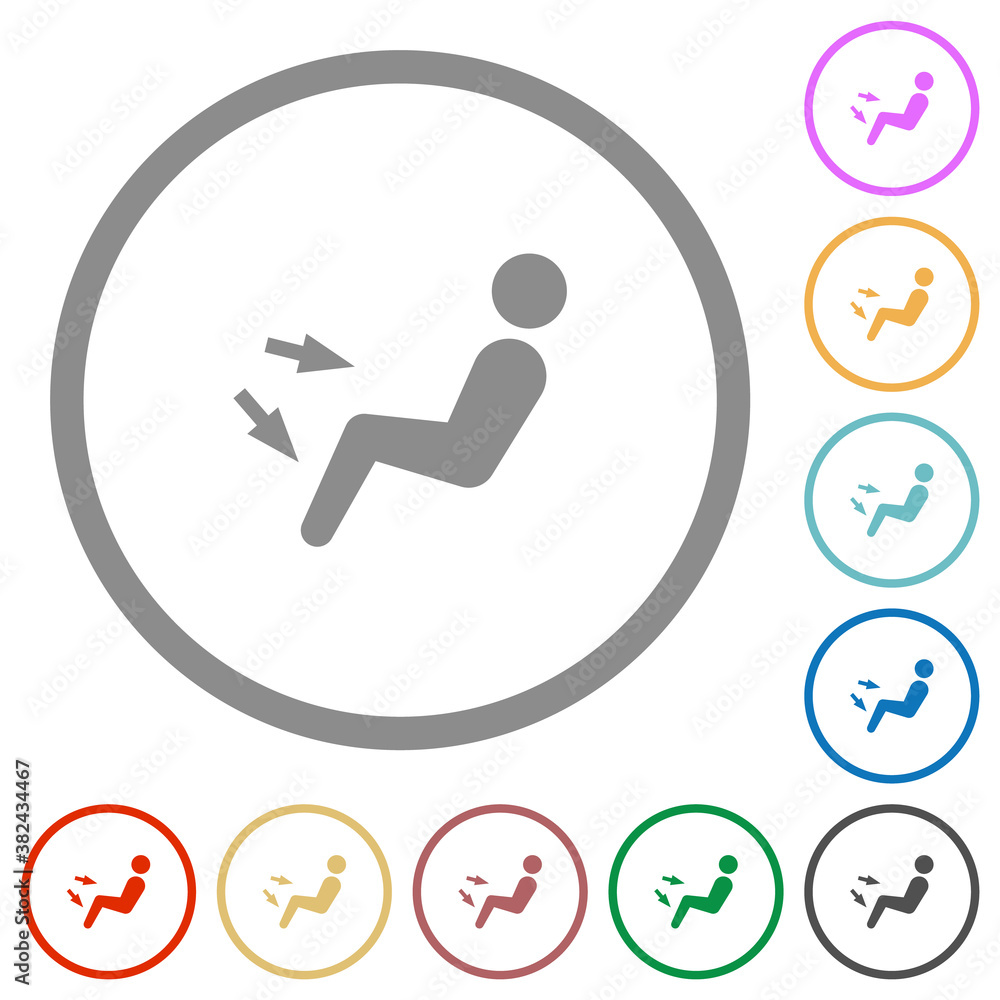 Car air flow direction chest and foot flat icons with outlines Car air flow direction chest and foot flat icons with outlines
