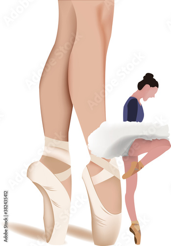 woman and ballet dancer ballet with legs in the foreground