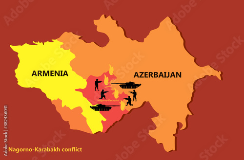 Nagorno-Karabakh conflict vector map photo