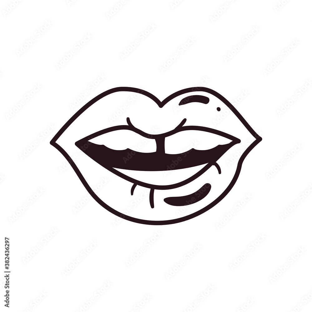 pop art female mouth showing teeth line style icon vector design pop art female mouth showing teeth line style icon vector design