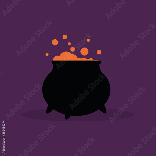 Witch pot with potion. Halloween icon - Vector