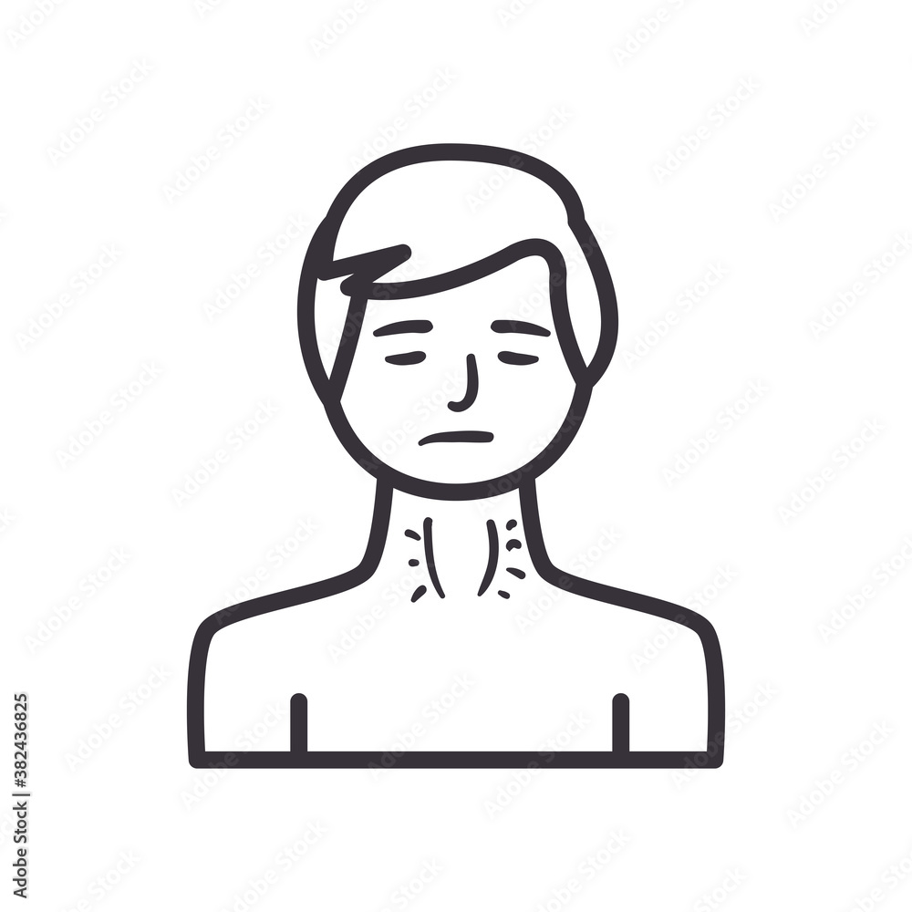 Mand with sore throat line style icon vector design Mand with sore throat line style icon vector design