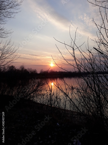 sunset over the river