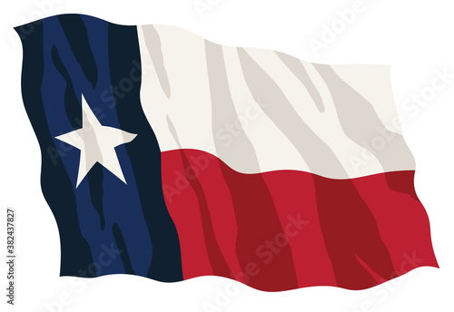 Texas State Flag Waving Isolated Vector Illustration