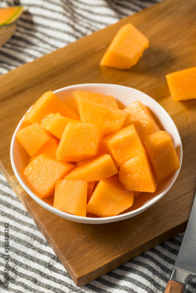 Raw Orange Organic Cantaloupe Fruit Raw Orange Organic Cantaloupe Fruit