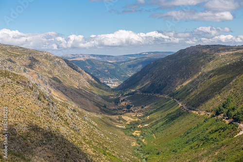 View from the glacier valley and mountain landscape on Serra da Estrela natural park